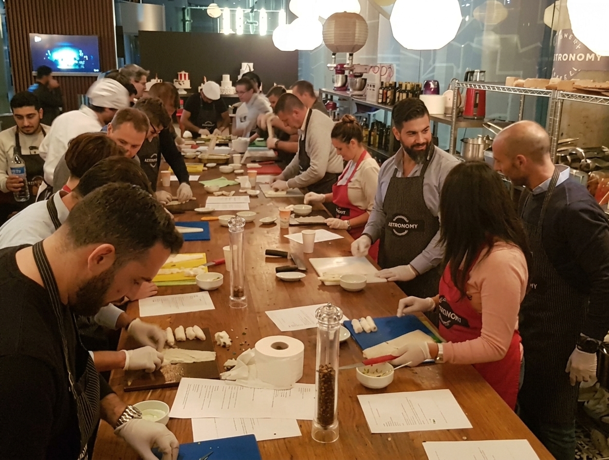 Corporate group during a cooking class team building activity in Istanbul