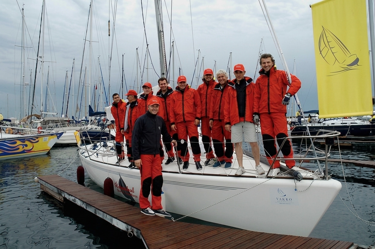 Corporate team building group during a sailing activity in Istanbul